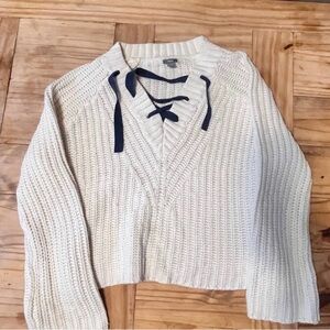 Aerie Cream Sweater with Navy Accents